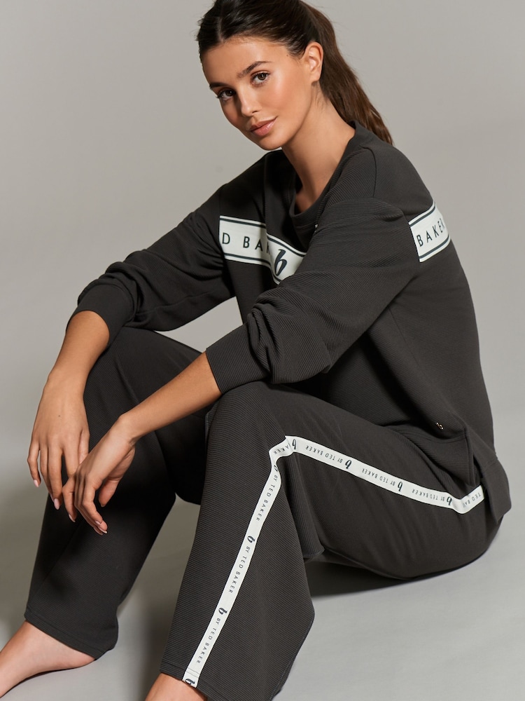 Gris de charbon de bois - Jogging B by Ted Baker large côtelé - Image 4 of 7