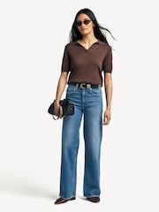 Paige Blue Sasha Distressed Wide Leg Cotton Jeans - Image 2 of 9