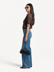 Paige Blue Sasha Distressed Wide Leg Cotton Jeans - Image 3 of 9