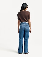 Paige Blue Sasha Distressed Wide Leg Cotton Jeans - Image 4 of 9