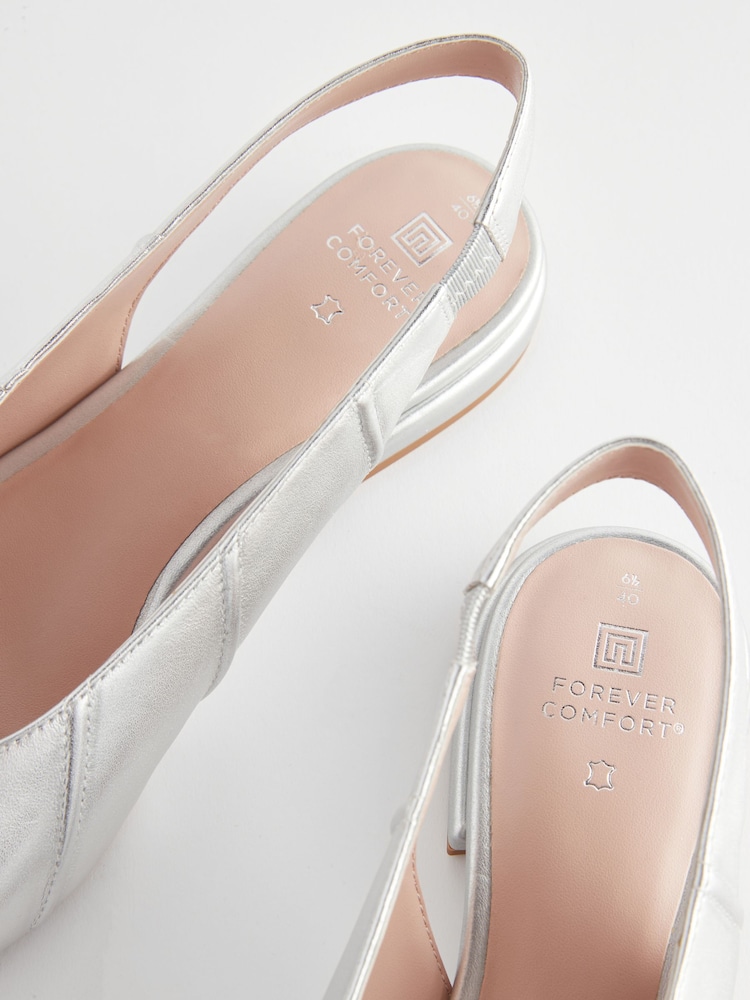 srebrna (barva); srebro - Usnjeni čevlji s paneli in paščkom čez peto Forever Comfort® - Slika 8 iz 8
