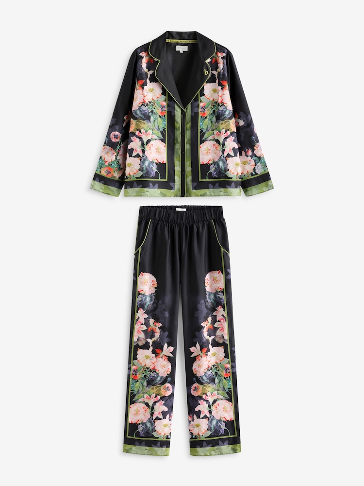B By Ted Baker Floral Satin Button Through Pyjamas - Image 5 of 8