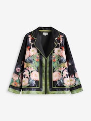 Schwarz - B by Ted Baker – Pyjama aus Satin mit Blumenmuster und Knopfleiste - Bild 6 von 8