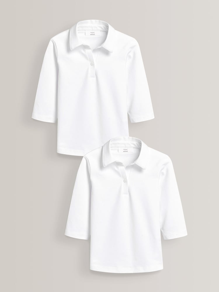 Bela - Bombažno raztegljivo 3/4 Sleeve School Jersey bluze 2 komplet (3-16yrs) - Slika 1 iz 4 Bela - Bombažno raztegljivo 3/4 Sleeve School Jersey bluze 2 komplet (3-16yrs) - Slika 1 iz 4