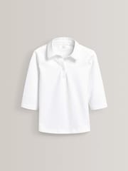 White Cotton Stretch 3/4 Sleeve School Jersey Blouses 2 Pack (3-16yrs) - Image 2 of 4