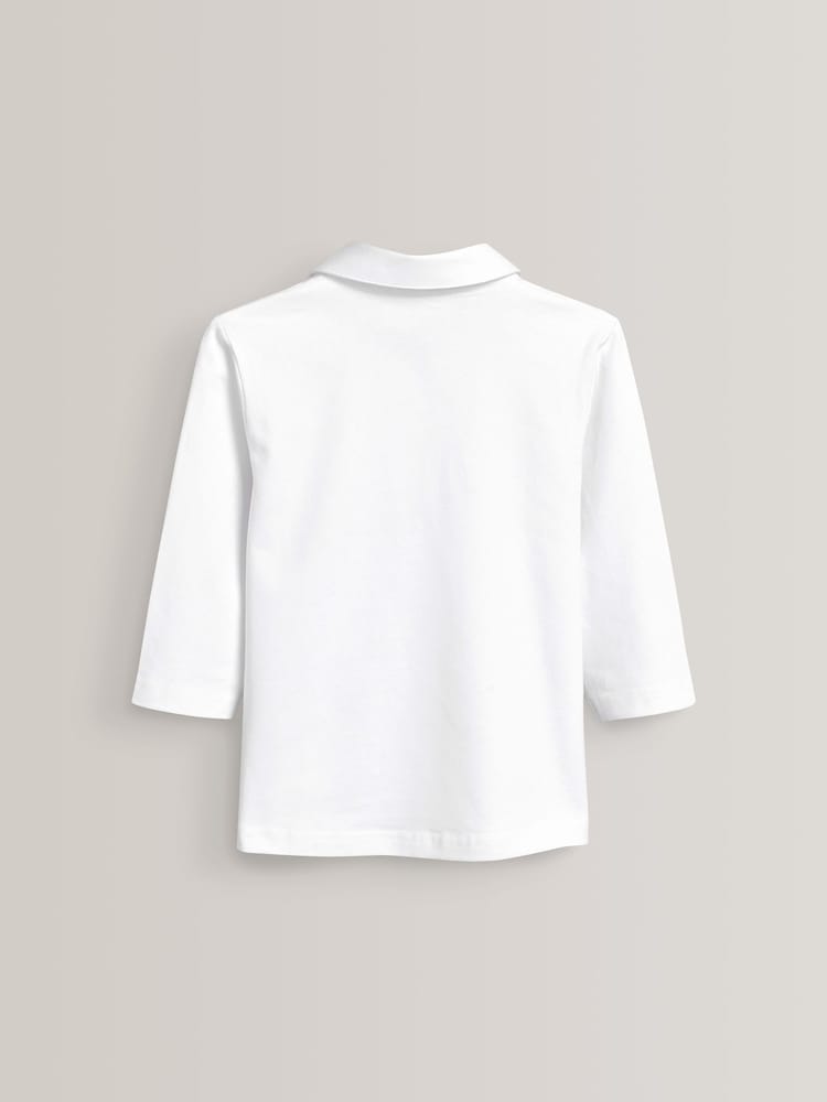 White Cotton Stretch 3/4 Sleeve School Jersey Blouses 2 Pack (3-16yrs) - Image 3 of 4
