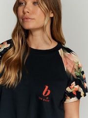 B by Ted Baker schwarzes Pyjama-Set mit Floralmuster aus 100 % Baumwolle - Bild 5 von 8