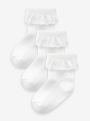 White Lace Baby Socks 3 Pack - Image 1 of 2