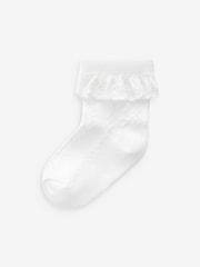 White Lace Baby Socks 3 Pack - Image 2 of 2