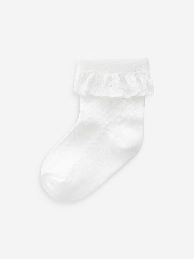 White Lace Baby Socks 3 Pack - Image 2 of 2