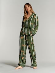 Grün - B by Ted Baker – Pyjama aus Satin mit Blumenmuster und Knopfleiste - Bild 1 von 11