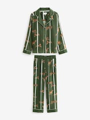 Grün - B by Ted Baker – Pyjama aus Satin mit Blumenmuster und Knopfleiste - Bild 7 von 11