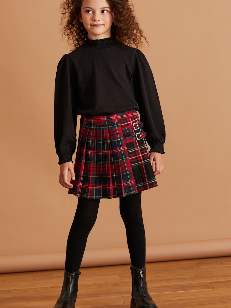Red Pleated Check Skirt (3-16yrs) - Image 1 of 7 Red Pleated Check Skirt (3-16yrs) - Image 1 of 7