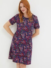 FatFace Purple Simone Abstract Jersey Dress - Image 1 of 6