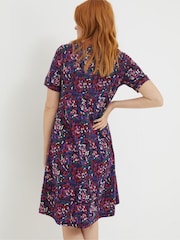 FatFace Purple Simone Abstract Jersey Dress - Image 2 of 6