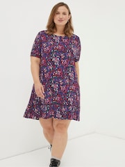 FatFace Purple Simone Abstract Jersey Dress - Image 3 of 6