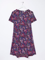 FatFace Purple Simone Abstract Jersey Dress - Image 6 of 6