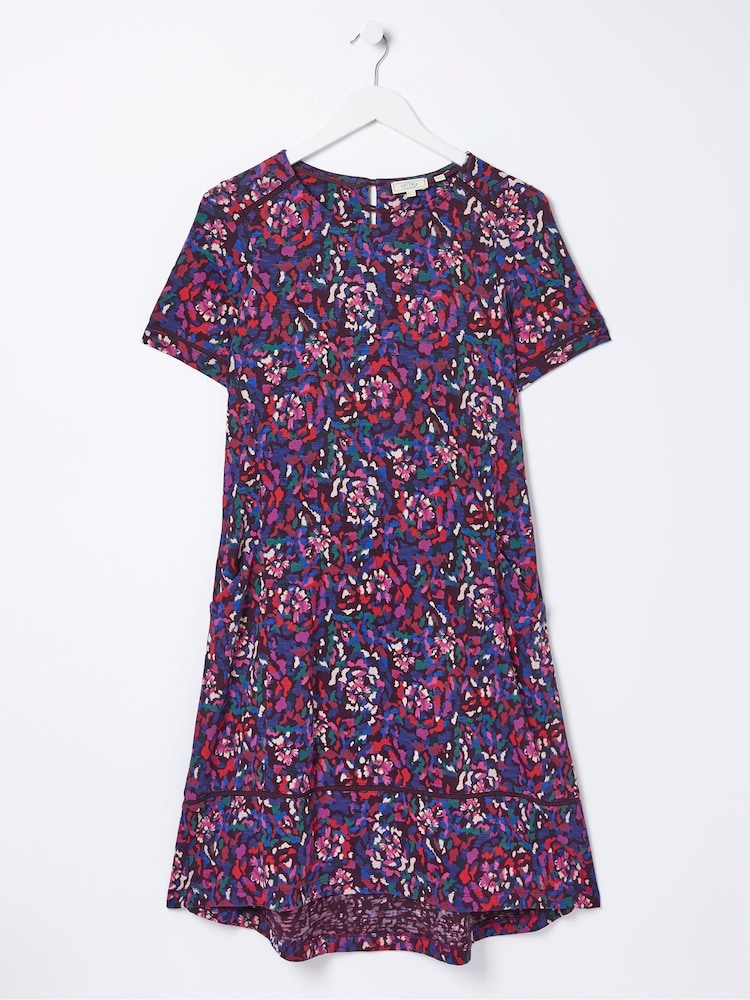 FatFace Purple Simone Abstract Jersey Dress - Image 6 of 6