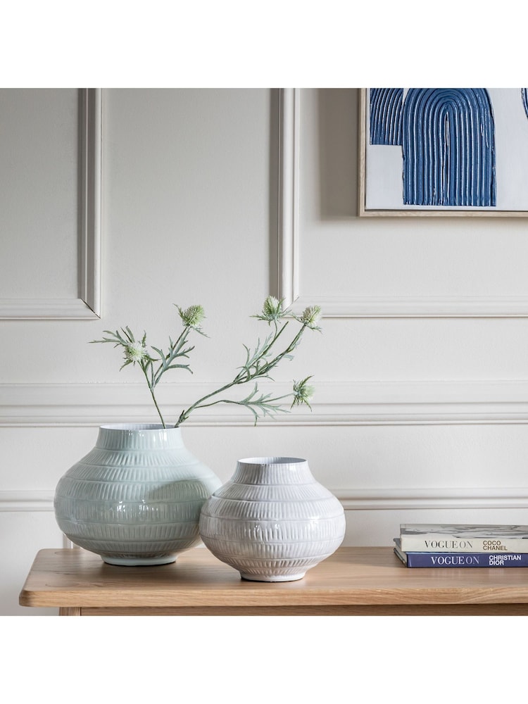 Gallery Home Green Large Pale Sage Napa Textured Vase - Image 2 of 4