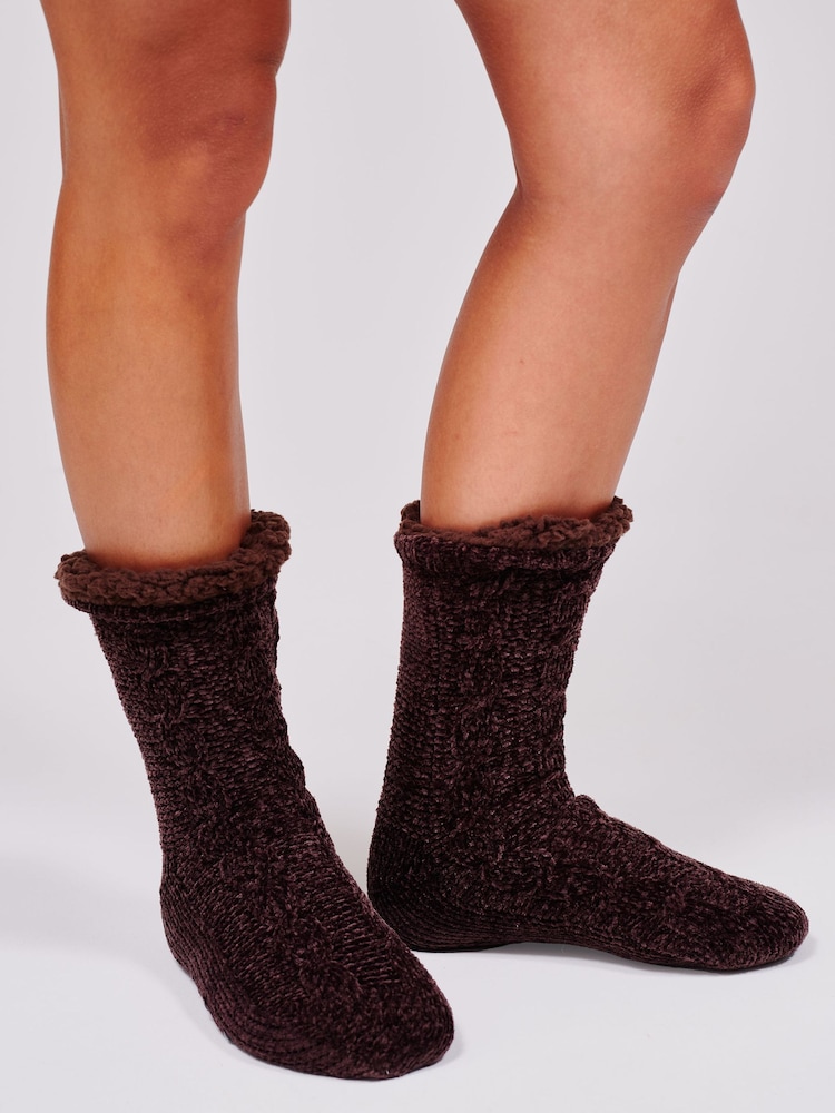 Marrón - Loungeable Calcetines pantufla de chenilla cómodos para estar en casa - Imagen 1 de 5 Marrón - Loungeable Calcetines pantufla de chenilla cómodos para estar en casa - Imagen 1 de 5