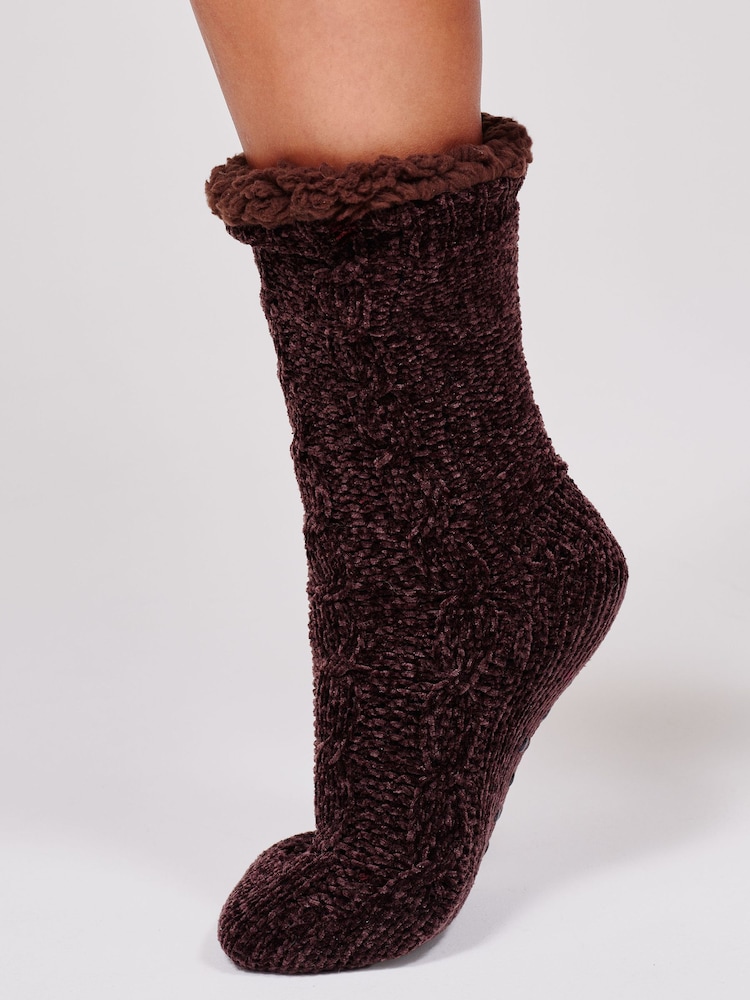 Marrón - Loungeable Calcetines pantufla de chenilla cómodos para estar en casa - Imagen 2 de 5 Marrón - Loungeable Calcetines pantufla de chenilla cómodos para estar en casa - Imagen 2 de 5
