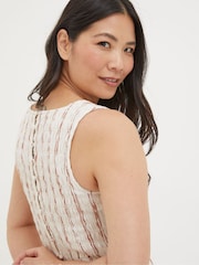 FatFace Aria Natural Stripe Midi Dress With Linen - Image 5 of 7