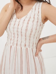 FatFace Aria Natural Stripe Midi Dress With Linen - Image 6 of 7