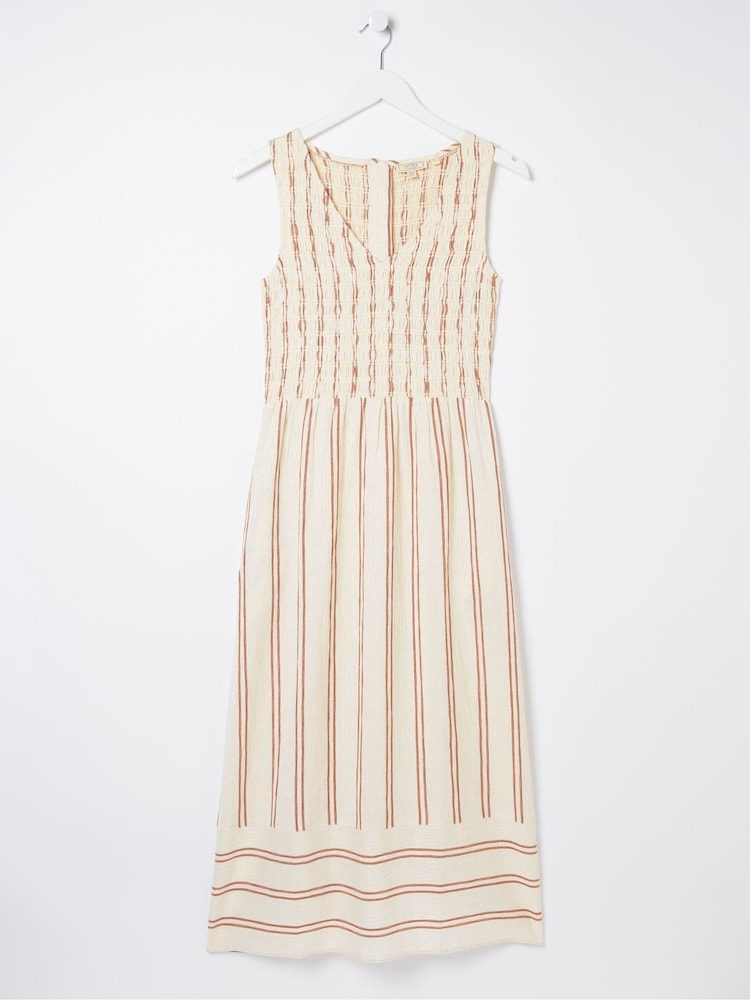 FatFace Aria Natural Stripe Midi Dress With Linen - Image 6 of 6