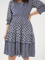 FatFace Blue Amba Patchwork Geo Jersey Dress - Image 3 of 3