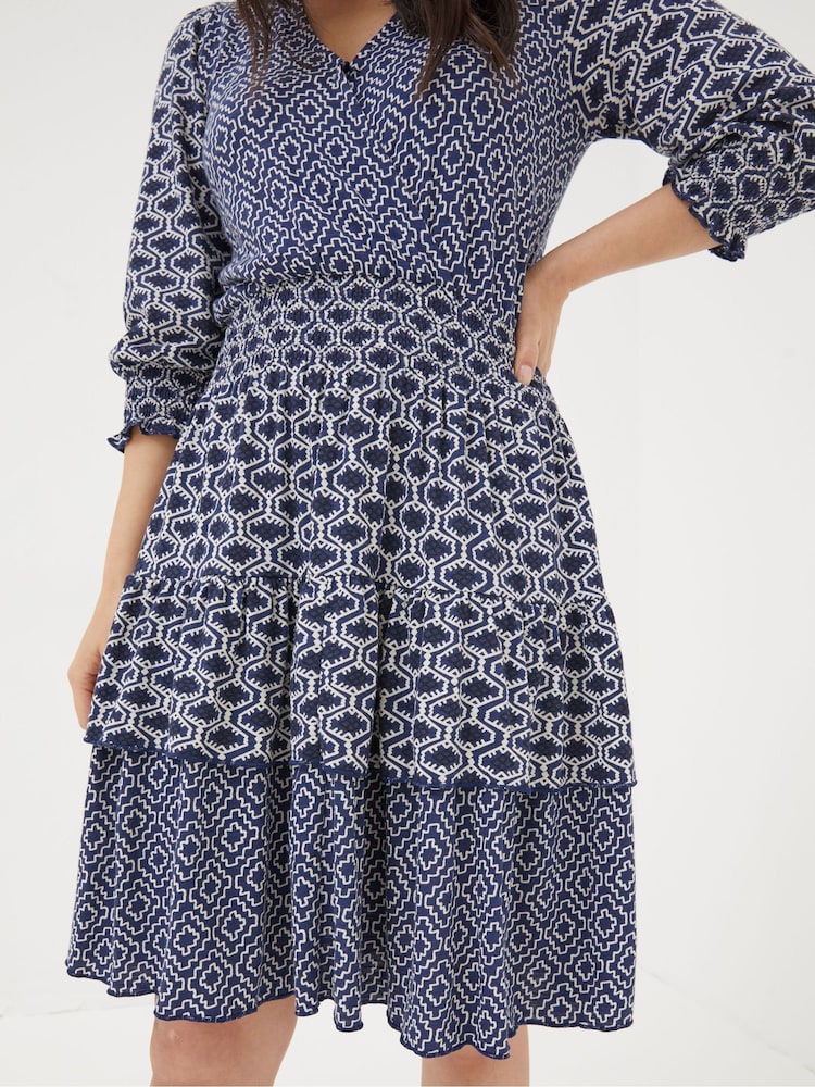 FatFace Blue Amba Patchwork Geo Jersey Dress - Image 3 of 3