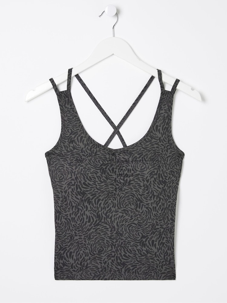 FatFace Elowen Grey Print Crop Top - Image 6 of 6