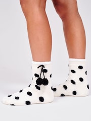 Loungeable Knitted Polka Dot Socks with Pom Pom Detail - Image 1 sur 5