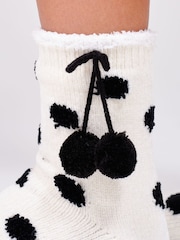 Loungeable Knitted Polka Dot Socks with Pom Pom Detail - Image 5 sur 5