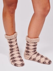 Loungeable Espresso Diamond Bow Slipper Socks - 5суретінің 1 суреті