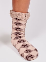 Loungeable Espresso Diamond Bow Slipper Socks - 5суретінің 3 суреті