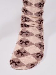 Loungeable Espresso Diamond Bow Slipper Socks - 5суретінің 4 суреті