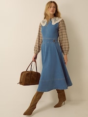 Monsoon Blue Ella Sleeveless Denim Midi Dress - Image 2 of 6