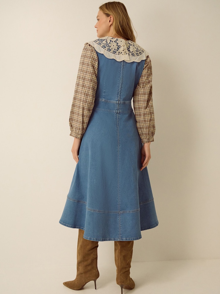 Womens Monsoon Blue Ella Sleeveless Denim Midi Dress US 10