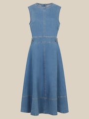 Monsoon Blue Ella Sleeveless Denim Midi Dress - Image 6 of 6
