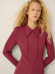 Monsoon Red Zoe Pointed Collar Jersey Midi Dress - Image 1 of 5