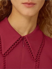 Monsoon Red Zoe Pointed Collar Jersey Midi Dress - Image 4 of 5