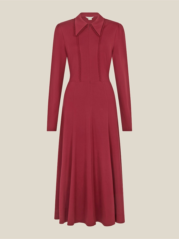 Monsoon Red Zoe Pointed Collar Jersey Midi Dress - Image 5 of 5 Monsoon Red Zoe Pointed Collar Jersey Midi Dress - Image 5 of 5
