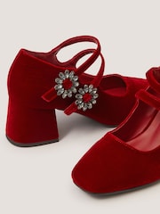Monsoon Red Symone Velvet Mary Jane Block Heels - Image 2 of 3