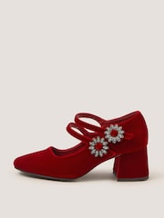 Monsoon Red Symone Velvet Mary Jane Block Heels - Image 3 of 3