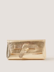 Monsoon Gold Pippa Bow Clutch Bag - Image 1 of 4