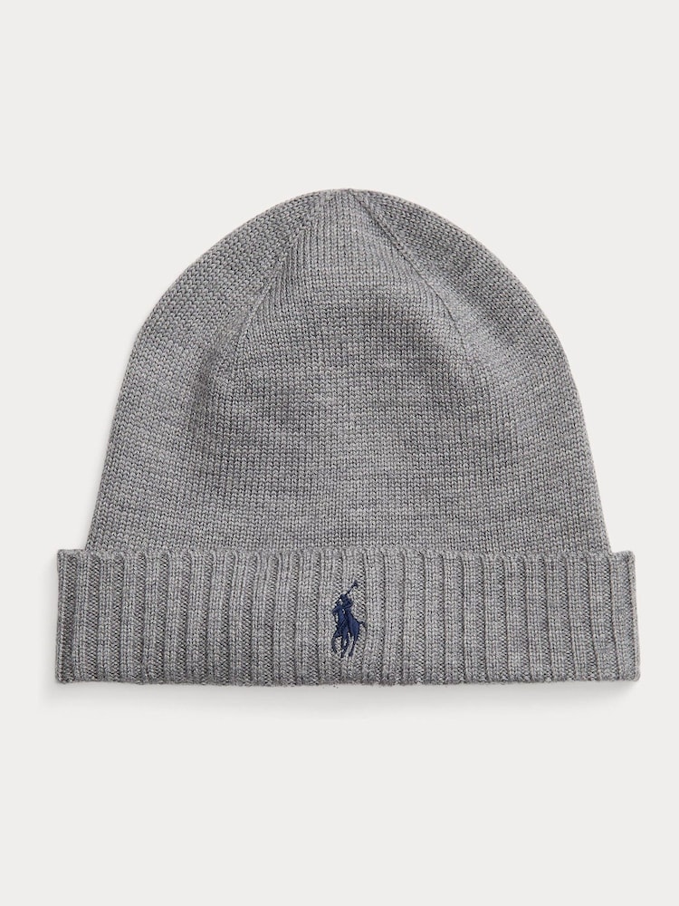 Polo Ralph Lauren Grey Merino Wool Beanie - Image 1 of 2