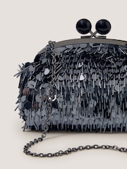 Monsoon Grey Jade Sequin Fringe Clutch Bag - Image 3 of 3