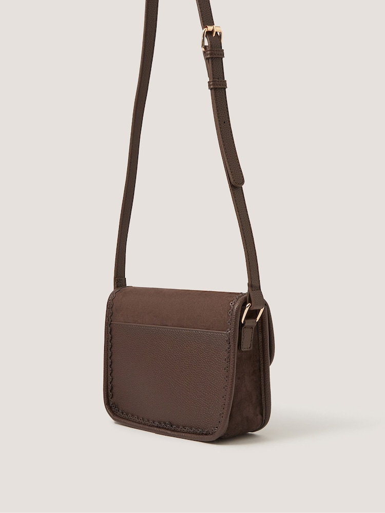 Monsoon Brown Amy Faux Suede Cross-Body Bag - Image 2 of 4