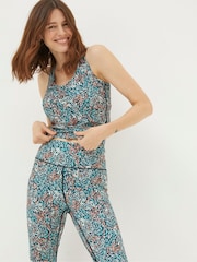 FatFace Elowen Green Print Crop Top - Image 1 of 6