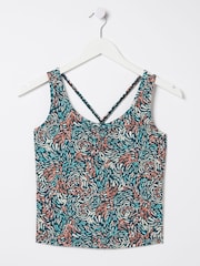 FatFace Elowen Green Print Crop Top - Image 6 of 6